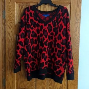 Red animal print sweater